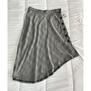 New Verve Blues Size 8 Houndstooth Skirt Asym Hem Black White Black Button NWT